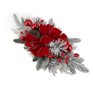 Imagem de Ganhos Decorativos de de Natal, Lindo Enfeite de Guirlanda de PVC Realista Com Frutas Vermelhas, Pinhas, Decorações de Neve de 60x30 Cm para Parede, Mesa, Lareira, árvore de