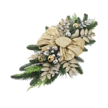 Imagem de Ganhos Decorativos de de Natal, Lindo Enfeite de Guirlanda de PVC Realista Com Frutas Vermelhas, Pinhas, Decorações de Neve de 60x30 Cm para Parede, Mesa, Lareira, árvore de