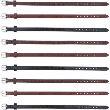 Imagem de GORGECRAFT 18 peças 3 cores tradicional Kilt Extensor Tiras de couro 23 x 0,76 cm Braçadeiras de couro antiderrapante suportes de manga cinto couro PU estribo escocês tiras de etiqueta de bagagem para