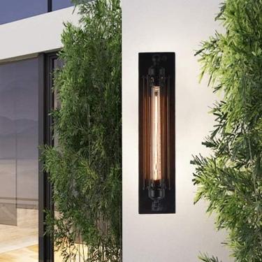 Imagem de Arandelas de parede industriais retrô, luminárias de parede em gaiola de arame, luminárias de parede estilo loft, pretas, vintage, Edison, para armazém, celeiro, casa de fazenda