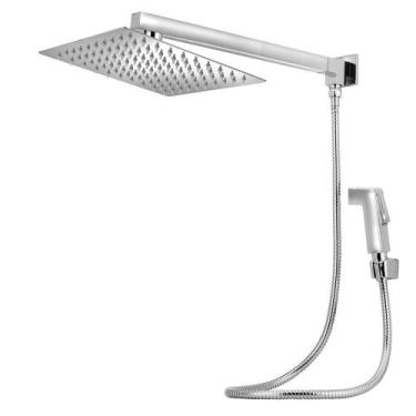 Imagem de Ducha Chuveiro Quadrado 40X40 Slim Inox Completo C/Desviador - Modelar