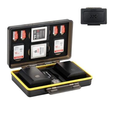 Imagem de JJC Estojo para cartão de memória com bateria de câmera, SD Micro SD TF MSD XQD e organizador de armazenamento para cartão Canon Nikon, Sony, Fujifilm Olympus, resistente à água e à prova de choque