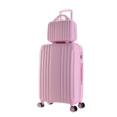 Imagem de Mala de transporte leve feminina conjunto de malas de viagem mala de viagem com rodinhas bolsas femininas com rodas mala de rodinhas mala de viagem mala rígida para viagem, rosa, 22"