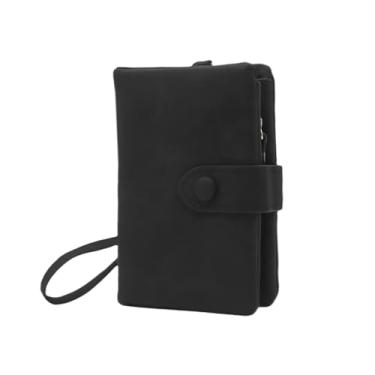 Imagem de Carteira feminina carteira de moedas para meninas bolsa de couro para troca de cartão organizador de cartões pequena bolsa de moedas bolso bolsa de dinheiro, Preto, one size, Com alça de pulso