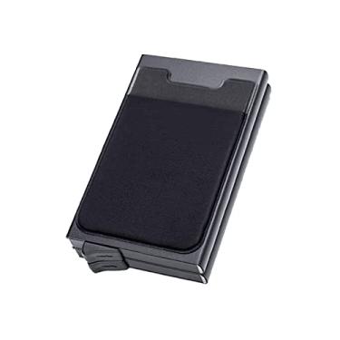 Imagem de Carteira pop-up de couro automático fino para cartão de crédito, Preto, Carteira masculina