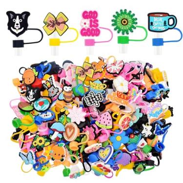 Imagem de Atacado 200 peças de cobertura de palha diferente aleatória para Stanley Cup, sem repetições, lote bonito misturado 10 mm 1 cm topos de palha para pequenas empresas/recompensa escolar/lembrancinha de