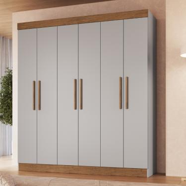 Imagem de Guarda Roupa Casal 6 Portas 100 MDF New Xangai Doripel - Lunar Nogueira