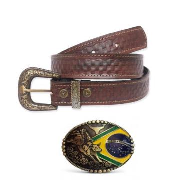 Imagem de Kit Cinto Country Entalhe + Fivela Cowboy Dr Rodeio Brasil - DRC, 90