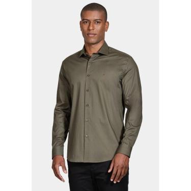 Imagem de Camisa Aramis Manga Longa Slim de Stretch Verde Militar-Masculino