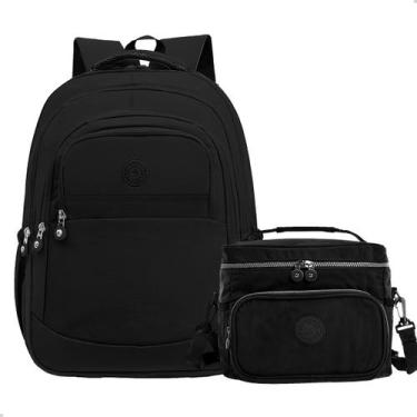 Imagem de Kit Escolar Mochila Feminina Espaçosa + Bolsa Térmica Marmita Pratico 