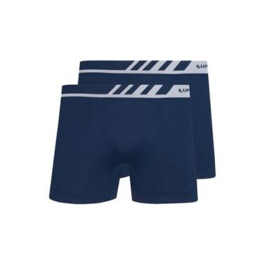 Imagem de Kit com 2 Cuecas Boxer Lupo 671-002, Azul marinho, XG