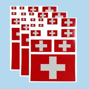 Imagem de Ruoming Ruoming Conjunto de adesivos da bandeira nacional, vários tamanhos, 3 folhas (Suíça)
