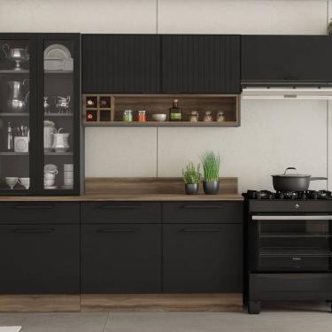 Imagem de Cozinha Modulada em Aço 5 Peças com Rodapé em Pvc Grafite/Preto