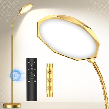 Imagem de PACOVY Luminária De Chão, Luminárias De Chão Led Brilhantes De 18 W Para Sala De Estar, Cores Ajustáveis Sem Degraus E Luminária De Pé Com Dimmer Com Temporizador, Controle Remoto E Toque, Luzes De