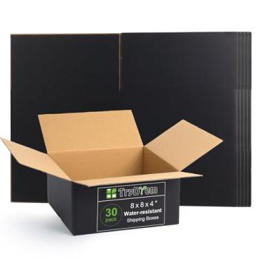 Imagem de TryDrem Caixas De Remessa Pequenas, Caixas De Papelão Pretas De 8X8X4 Polegadas, Pacote Com 30