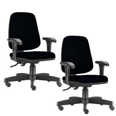 Imagem de Kit 02 Cadeiras Giratórias Job L02 Diretor Executiva Crepe Preto - Lyam Decor