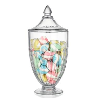 Imagem de ZEERSHEE Potes de doces decorativos de vidro de 740 ml, frasco de armazenamento transparente para biscoitos, buffet, decoração de casamento, banheiro, mesa de armazenamento