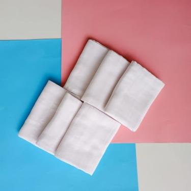 Imagem de Fralda Pano de Ombro Bebe Com Bainha 100% algodão Camada Dupla Enxoval Maternidade Kit 3 Unidades (Branca)