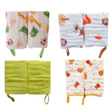 Imagem de Toalhas Pano de Boca Bebe Soft 100% Algodão Menino Menina Enxoval Com Prendedor de Chupeta (Kit 4 Neutro sortido)
