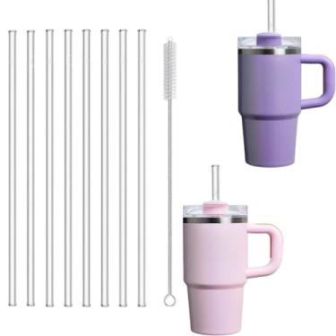 Imagem de Canudos de substituição de 8 peças para Stanley Cup 20 400 ml | Canudo longo de 21,5 cm compatível com copo Stanley | 8 canudos com 1 escova de limpeza | Acessórios, reutilizáveis, laváveis na