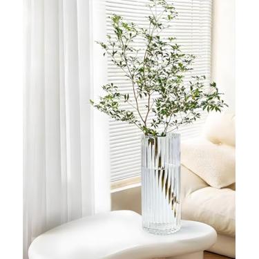 Imagem de GeLive Vaso de Vidro Canelado de 30,5 cm, Alto e Transparente, Perfeito para Arranjos Florais de Mesa Central