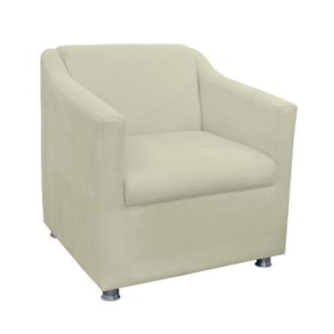 Imagem de Poltrona Decorativa Tilla Suede com Pés Cromados - Fina Mobília, bege