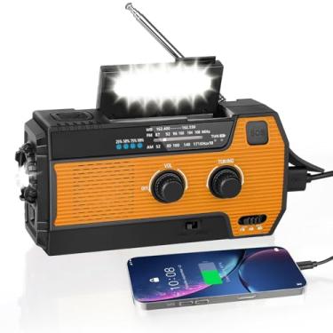 Imagem de WVL Rádio de emergência, rádio meteorológico NOAA 4000mAh/14800mWh, rádio de emergência com manivela solar com alerta meteorológico AM/FM/NOAA, lanterna, lâmpada de leitura, carregador de celular e