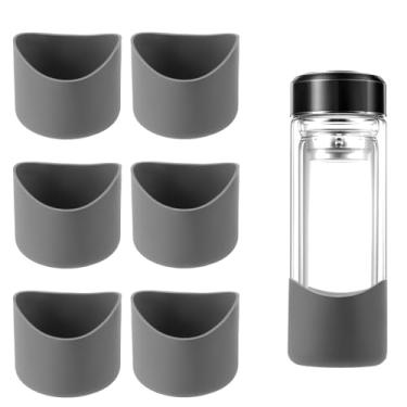 Imagem de Oedema 6 peças de diâmetro 60 mm de silicone lavável capa protetora inferior antiderrapante para garrafas de água de aço inoxidável, cinza