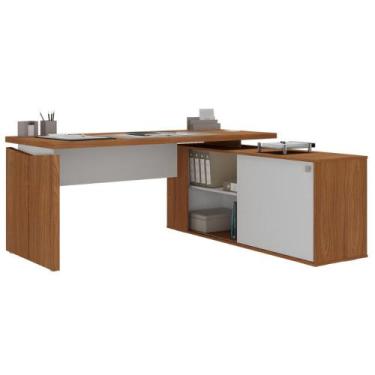 Imagem de Mesa em L para Escritório Argentina Freijó Branco - Mais de Casa