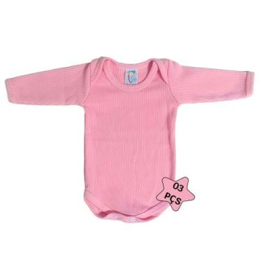 Imagem de 03 body infantil bebe manga longa canelado cores sortidas - Jolen Baby
