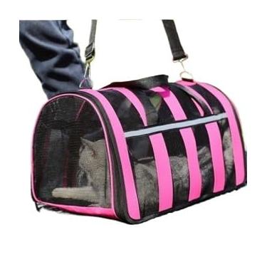 Imagem de Bolsa Mala Transporte Pet Cachorro Gato Viagem Avião Material Respiravel(ROSA M 42 * 26 * 24)