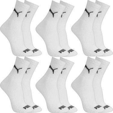 Imagem de Kit 6 Pares Meias Puma Cano Médio Alto Algodão Adulto Masculino Femini