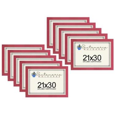 Imagem de Kit 10 Molduras Porta Diploma Certificado A4 21x30 Rosa - Santamaria M