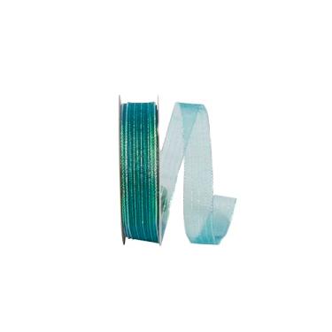 Imagem de Reliant Ribbon Fita listrada de organza metálica, azul-petróleo