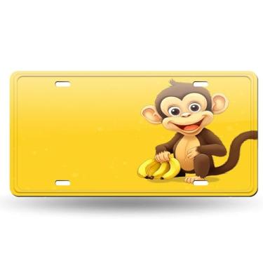 Imagem de Aniaml Imagem engraçada de macaco capa de placa de licença - etiqueta artística de alumínio para carro, à prova de ferrugem, design exclusivo novidade - 15 x 30 cm