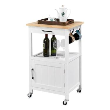 Imagem de Carrinho de Armazenamento Carrinho de ilha de cozinha rolante, carrinho de ilha de cozinha com armário de armazenamento, carrinho de cozinha móvel com gaveta Carrinho de Armazenamento