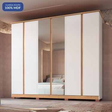 Imagem de Guarda Roupa 6 Portas 4 Gavetas Zeus Branco Line