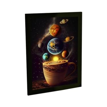Imagem de Quadro Decorativo Café Planetas Sistema Solar Ilustração Decoração Poster Quarto Sala