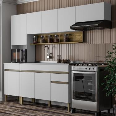 Imagem de Armário De Cozinha Completa 150 Com Balcão Para Pia 9 Portas Line Freijó Supremo