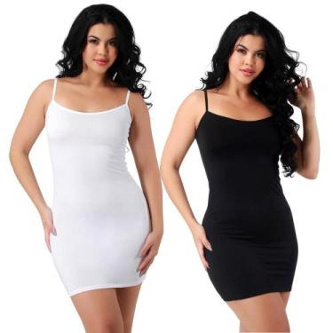 Imagem de Kit 02 Vestido Midi Feminino Segunda Pele Combinação Anágua Combinete 