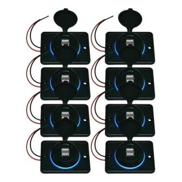 Imagem de Kit 8 Carregador de Celular Automotivo 2 USB C/ Moldura Removível - RS