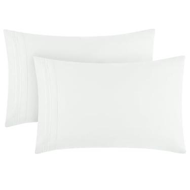 Imagem de Mellanni Fronhas - Capas De Almofada Luxuosas, Extra Macias E Refrescantes 2 Da Coleção Iconic Fecho Envelope (Padrão/Queen 20" X 30", Marfim)