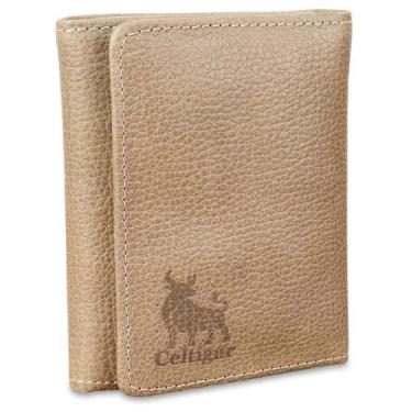 Imagem de Carteira Masculina De Couro Trifold Antifurto Bloqueio Rfid - Celtigar