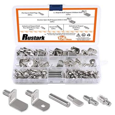 Imagem de Rustark 156 peças 6 estilos pinos de prateleira niquelados pinos de suporte com tampas de plástico kit de suporte de pino de prateleira de móveis para armário perfeito para furos de prateleira