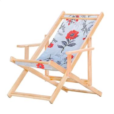 Imagem de Espreguiçadeira Preguiçosa Dobrável Madeira Maciça Natural Cinza