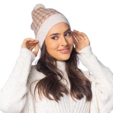 Imagem de Touca Feminina Biamar Tricot Pompom Bege/Caramelo-Feminino