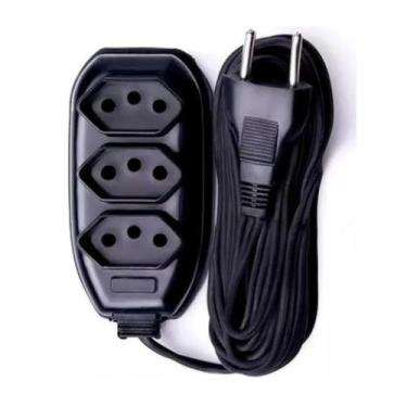 Imagem de Extensão Elétrica 5 Metros 3 Tomadas Bivolt Preta Pp/pvc - DTC