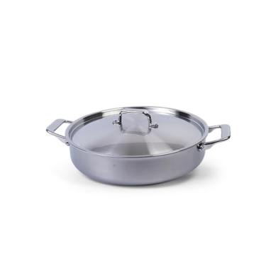 Imagem de Panela Sauté 30cm Aço Inox Deli&Co., Corpo Em Tripla Camada Com Tampa, Duas Alças Laterais e Acabamento Escovado - Compatível com Indução e Forno até 420°C | Capacidade 4,9L