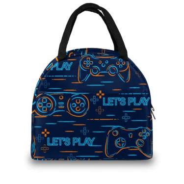 Imagem de KATHRYNAYA Lancheira para meninos, tema de jogo, lancheira isolada, reutilizável, infantil, lancheira, preparação de refeições, lancheira, para trabalho, escola, viagem, piquenique