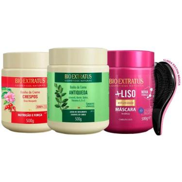 Imagem de Kit Máscara Bio Extratus Crespos Jaborandi Liso 500g +Escova